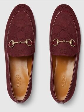 Gucci Women's Maroon Canvas Horsebit Loafers